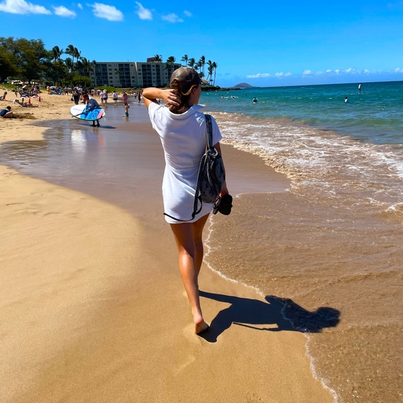 Y2K White Terry Towel Dress Cover-Up! - Picture 3 of 4